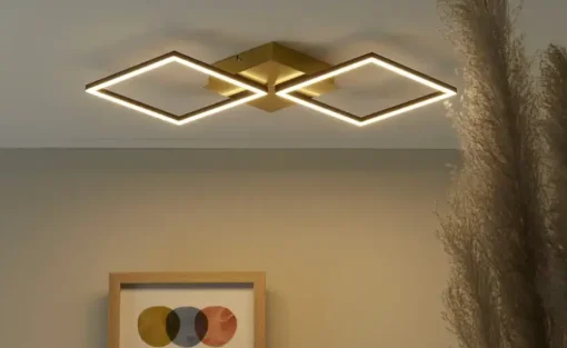 KHG LED-Deckenleuchte, 2-flammig, schwarz/goldfarben