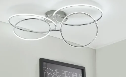 KHG LED-Deckenleuchte, 4-flammig, chrom `Ringe´