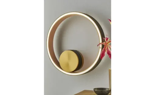 KHG LED-Deckenleuchte, Kunstleder schwarz/goldfarben
