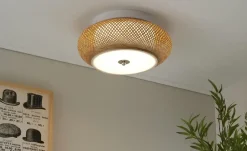 KHG LED-Deckenleuchte, Rattan / weiß | Möbel Höffner