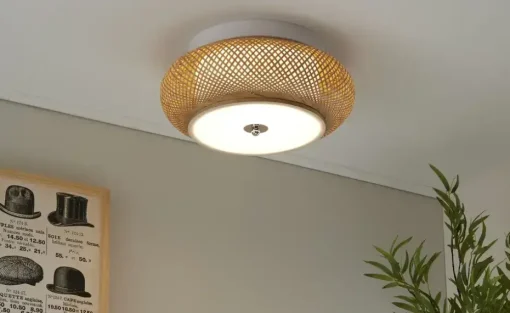 KHG LED-Deckenleuchte, Rattan / weiß | Möbel Höffner