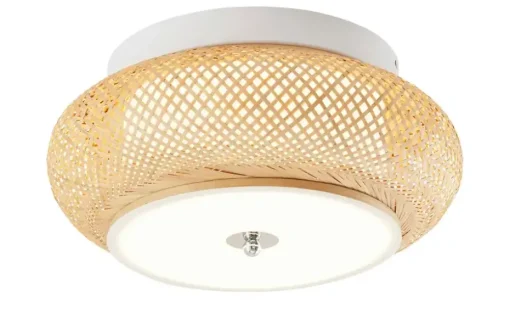 KHG LED-Deckenleuchte, Rattan / weiß | Möbel Höffner