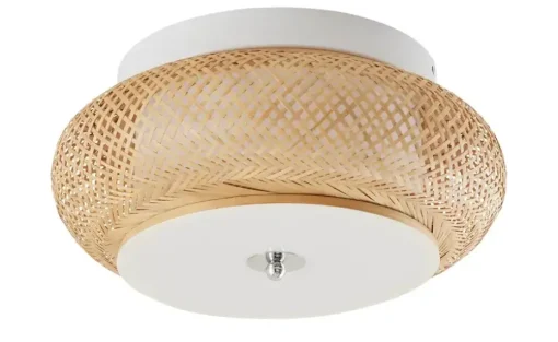 KHG LED-Deckenleuchte, Rattan / weiß | Möbel Höffner