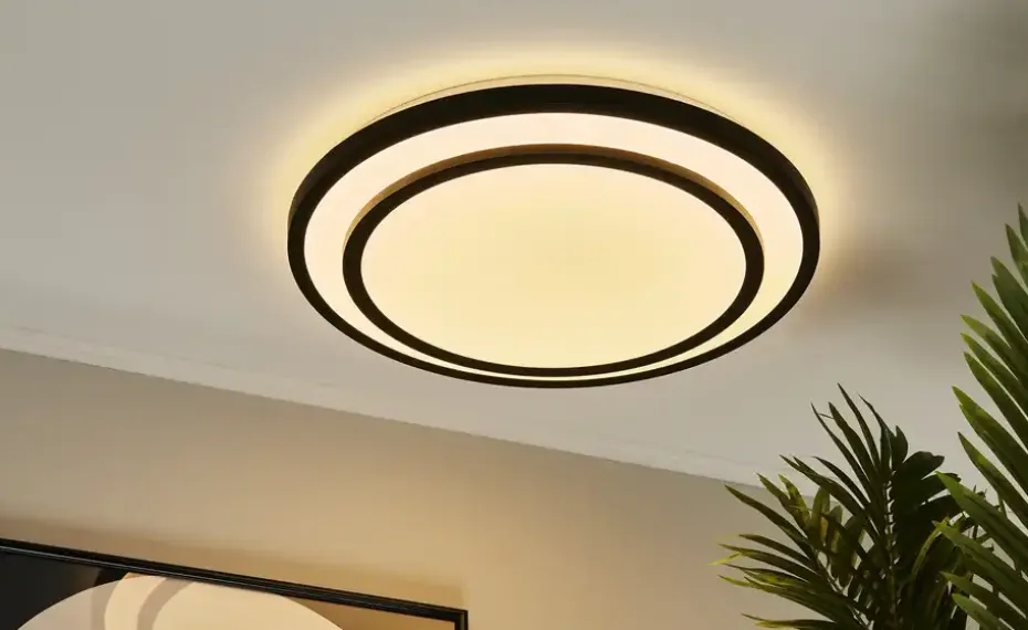 KHG LED-Deckenleuchte, schwarz mit Fernbedienung