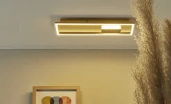 KHG LED-Deckenleuchte, schwarz/goldfarben rechteckig