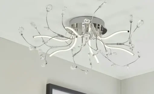 KHG LED-Kristall-Deckenleuchte, 6-flammig, chrom