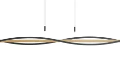 KHG LED-Pendelleuchte, 3-flammig, schwarz/ Eiche