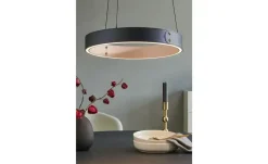 KHG LED-Pendelleuchte, Kunstleder schwarz/goldfarben