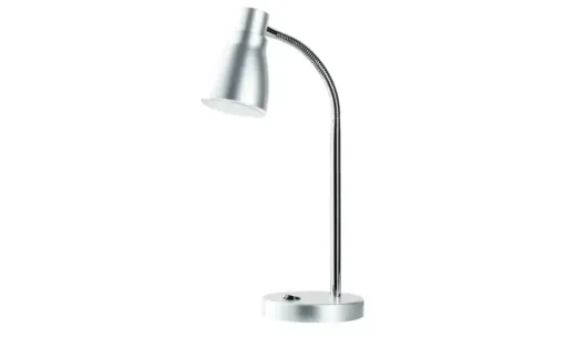 KHG LED-Tischleuchte silber mit flexiblem Arm | silberfarben, matt