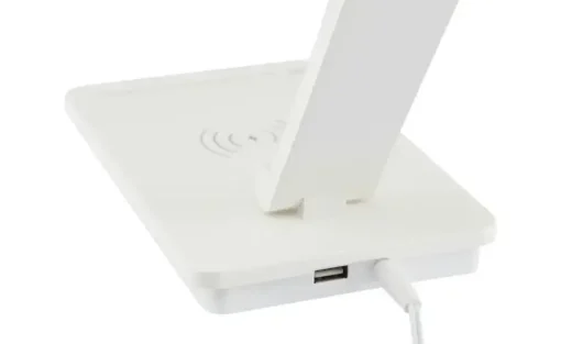 KHG LED-Tischleuchte, weiß mit Qi-Charger | Weiß, glänzend