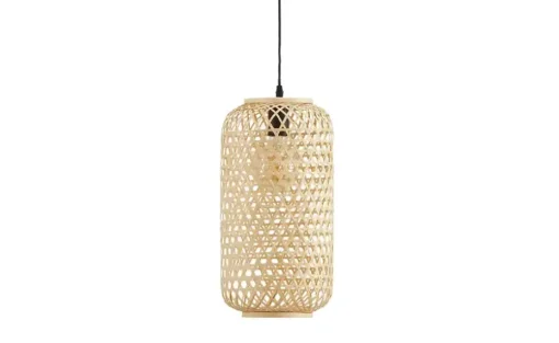KHG Pendelleuchte, 1-flammig, Bambus-Rattan geflochten natur | 144,5 cm