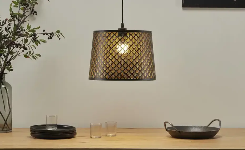 KHG Pendelleuchte, 1-flammig, schwarz/goldfarben | 1