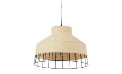 KHG Pendelleuchte, 1-flammig, Rattan / Metall-schwarz