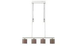 KHG Pendelleuchte, 4-flammig, Nickel matt, Stoffschirme grau