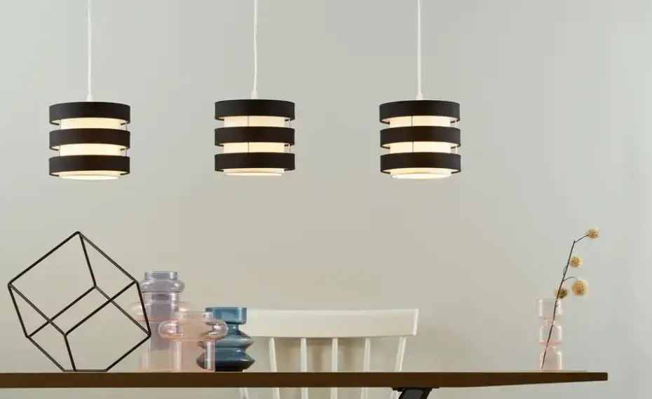 KHG Pendelleuchte, 3-flammig, Schirm schwarz/weiß