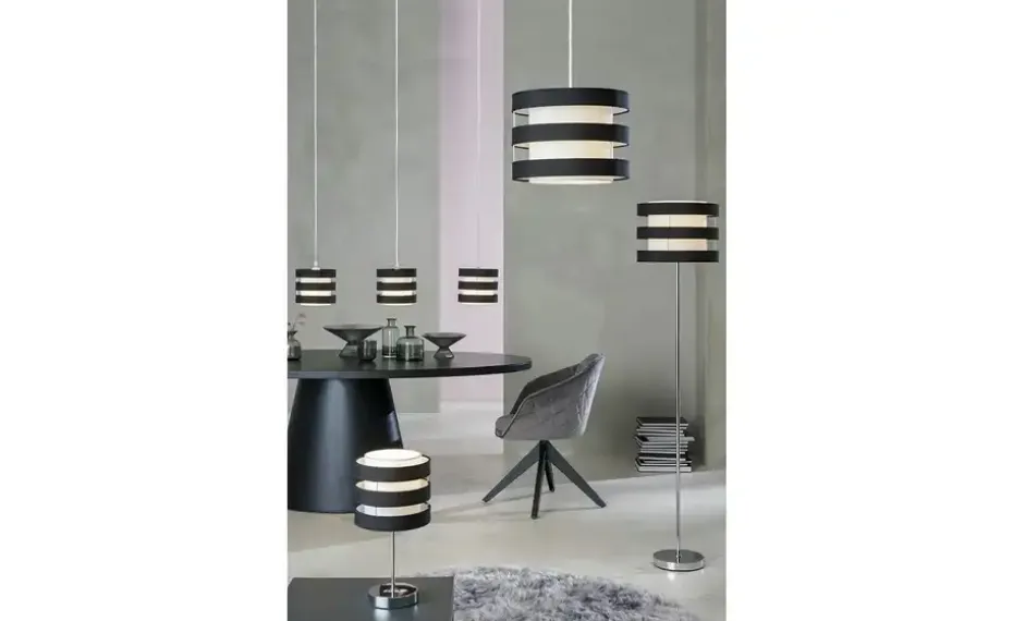 KHG Pendelleuchte, 3-flammig, Schirm schwarz/weiß