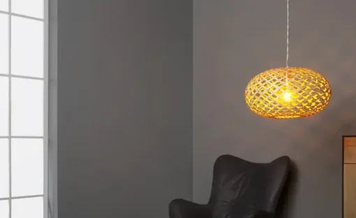 KHG Pendelleuchte, 1-flammig, nickel-matt/ holz