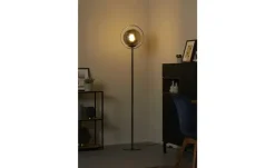 KHG Stehleuchte, 1-flammig, schwarz-chrom mit Rauchglas