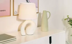 KHG Tischleuchte, 1-flammig, elfenbeinfarbig/ weiß