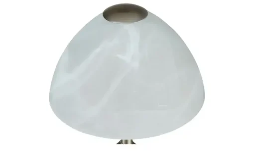 KHG Tischleuchte nickel matt mit Glasschirm | silberfarben, matt
