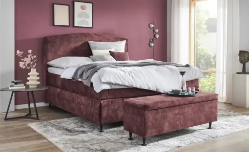 Kings and Queens Boxspringbett Skyer | Bordeauxrot, 160 cm