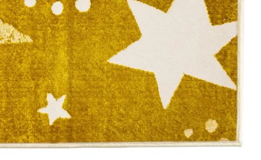 KJUT Webteppich Star | Goldfarben, Weiß, 80x150 cm
