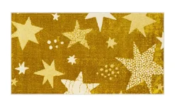 KJUT Webteppich Star | Goldfarben, Weiß, 80x150 cm