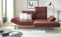 KOINOR Ecksofa Echtleder Phoenix | Rot, rechts