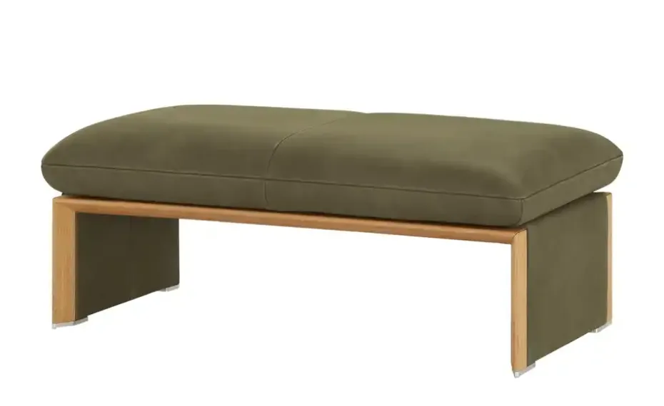 KOINOR Hockerbank mit Massivholzrahmen aus Wildeiche Humfrey | mit Massivholzrahmen, Dunkelgrün