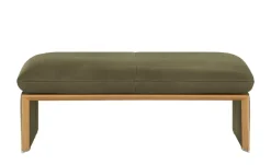 KOINOR Hockerbank mit Massivholzrahmen aus Wildeiche Humfrey | mit Massivholzrahmen, Dunkelgrün