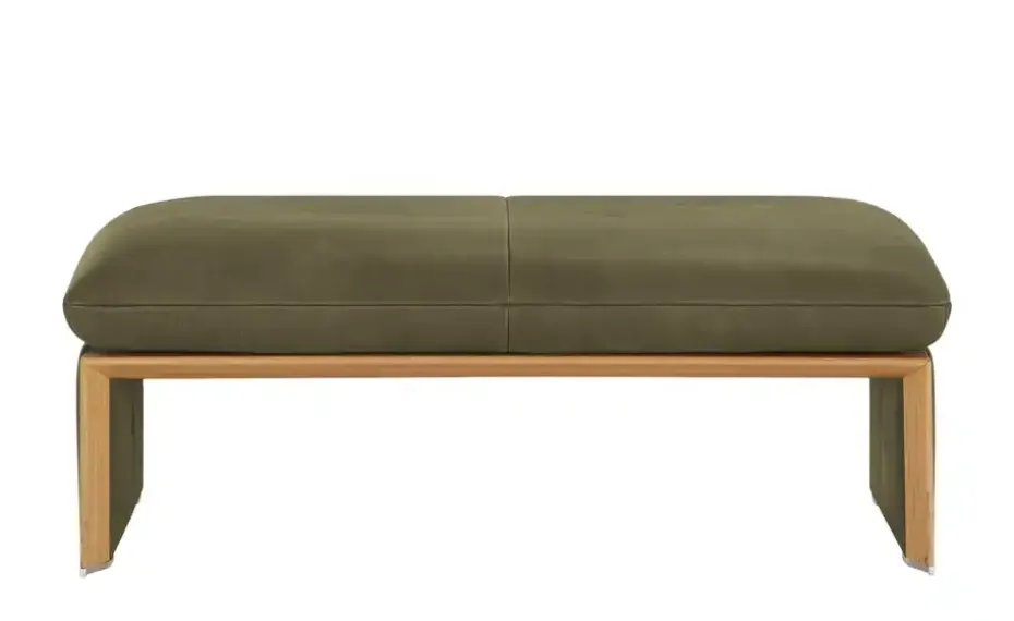 KOINOR Hockerbank mit Massivholzrahmen aus Wildeiche Humfrey | mit Massivholzrahmen, Dunkelgrün