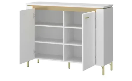 Kommode mit Softclose Losini | Weiß, Goldfarben