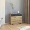 Kommode Moffat | Eiche Artisan (Nachbildung), Basaltgrau, Dunkelgrau