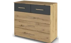 Kommode Moffat | Eiche Artisan (Nachbildung), Basaltgrau, Dunkelgrau