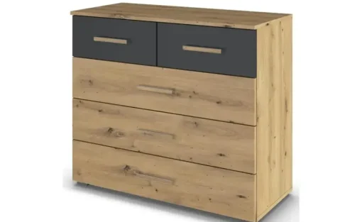 Kommode Moffat | Eiche Artisan (Nachbildung), Basaltgrau, Dunkelgrau