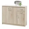 Kommode Oppeano | Eiche Sonoma (Nachbildung), Ausführung III (3 Türen/2 Schubkästen)