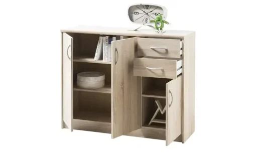 Kommode Oppeano | Eiche Sonoma (Nachbildung), Ausführung III (3 Türen/2 Schubkästen)