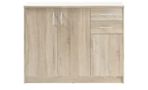Kommode Oppeano | Eiche Sonoma (Nachbildung), Ausführung III (3 Türen/2 Schubkästen)