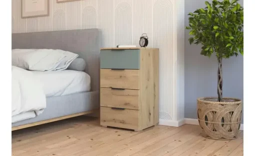 Kommode Selah | Eiche Artisan (Nachbildung), Salbeigrün
