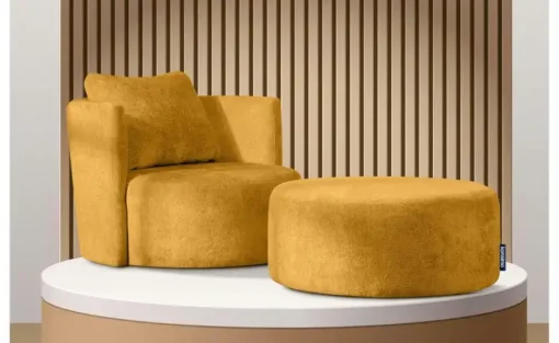KONSIMO Drehsessel Raggi | Chenille, Senfgelb | Höffner