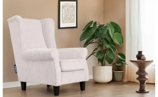 KONSIMO Ohrensessel Miles | Cordstoff, Creme | Höffner