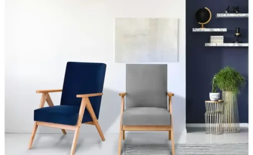KONSIMO Sessel Naset | Grau, Velours | Möbel Höffner