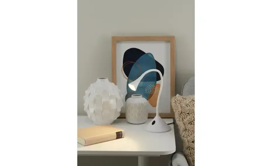 LED-Schreibtischleuchte, mit Flexarm weiß | lackiert, Weiß