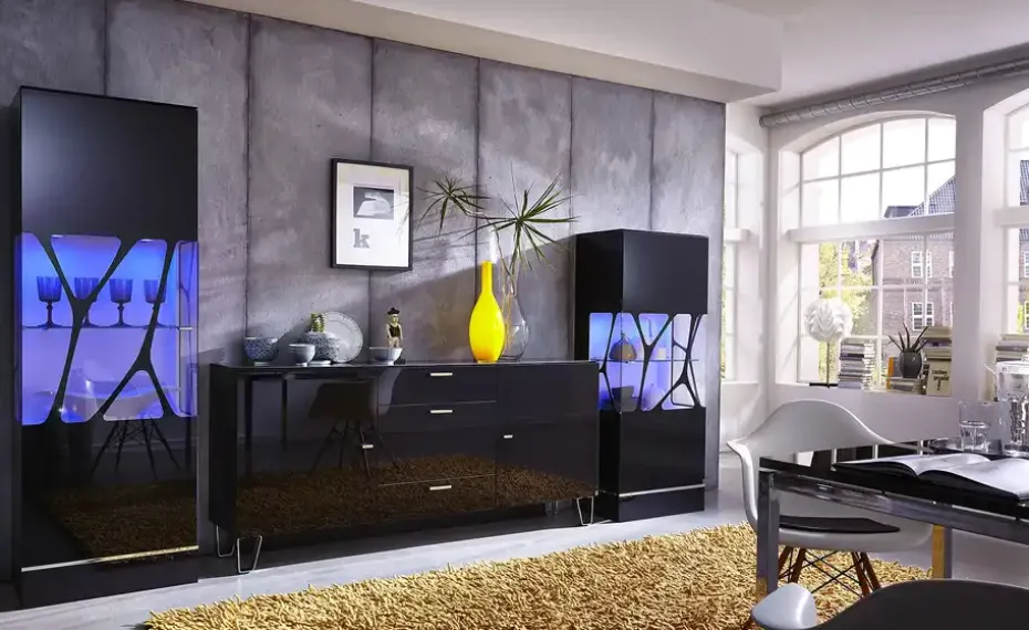 LEONARDO Highboard Cube | Schwarz | Möbel Höffner