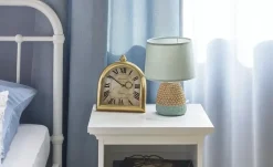 levelone Keramik-Tischleuchte, 1-flammig, türkis mit Seil | Weiß