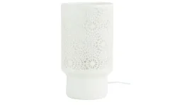 levelone Keramik-Tischleuchte, 1-flammig, weiß `Blumen´ | Blumen gestanzt