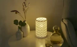 levelone Keramik-Tischleuchte, 1-flammig, weiß `Muscheln`