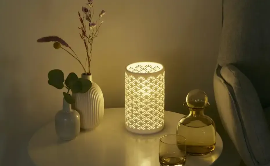 levelone Keramik-Tischleuchte, 1-flammig, weiß `Muscheln`