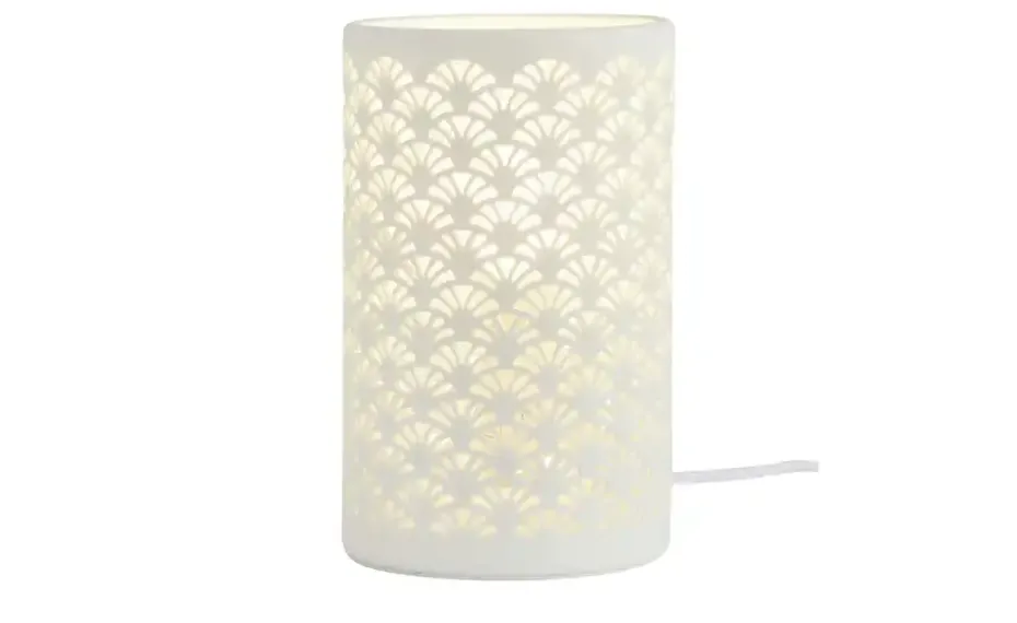 levelone Keramik-Tischleuchte, 1-flammig, weiß `Muscheln`