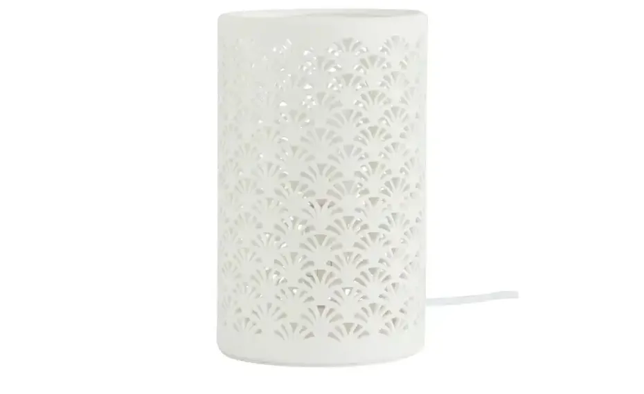 levelone Keramik-Tischleuchte, 1-flammig, weiß `Muscheln`